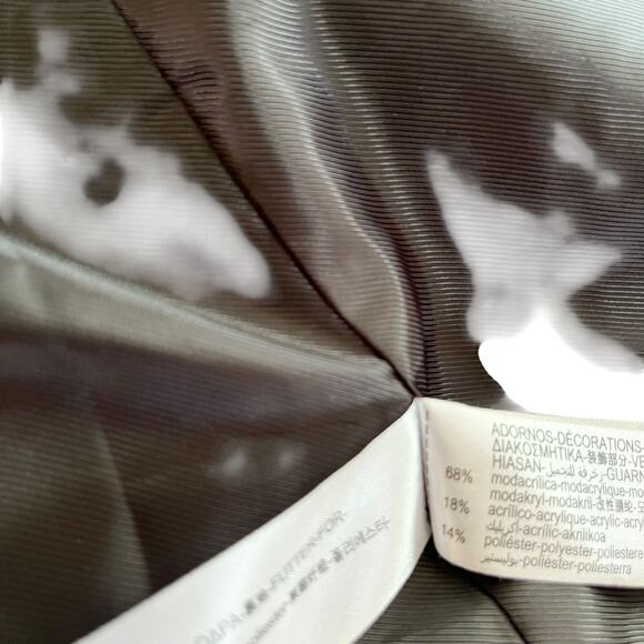 Zara Rare Gray Stripe Removable Faux Fur Collar Blazer Jacket Size Small - Picture 10 of 11